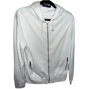 Polo Ralph Lauren Full Zip Hoodie Sweatshirt Sz L White Chest 22” RN 41381